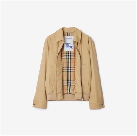 burberry check lined jacket|Gabardine Chester Harrington Jacket in Flax .